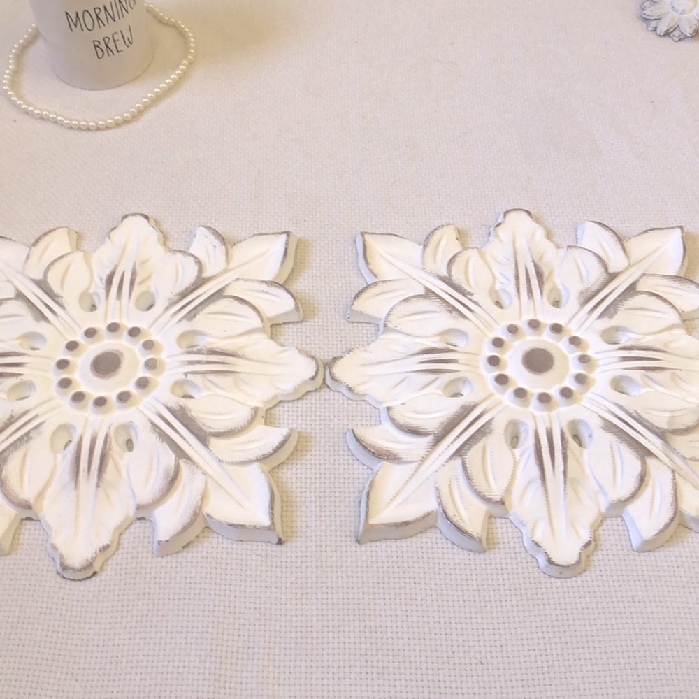 Two vintage wall hanging flowers